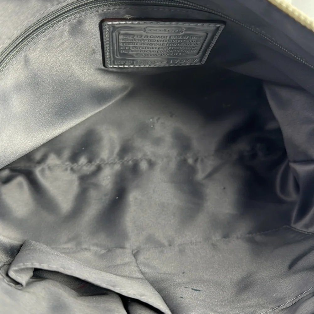 Coach Poppy medium satchel hobo Handbag M1093-17047 gray canvas metallic Accents